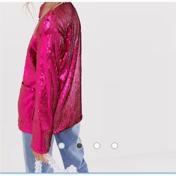 Asos Sz 8 hot pink sequin blazer jacket - Picture 2 of 9
